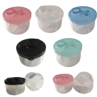 Imagem de 2 Unidades Porta Leite em Pó 3 Divisórias Bebê Dosador Prático para Fórmula e Suplementos