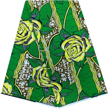 Imagem de Shenbolen Tecido de cera africana 6 jardas Ankara Print Tecido de algodão para vestido de festa (B9)