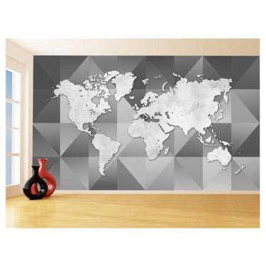 Imagem de Papel De Parede Mapa Mundi Moderno Cimento NMU71 1,75X2,0M