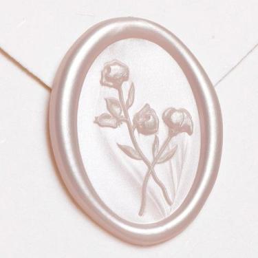 Imagem de Adesivo UNIQOOO Wax Seal 3D Flower Oval 50 unidades de champanhe