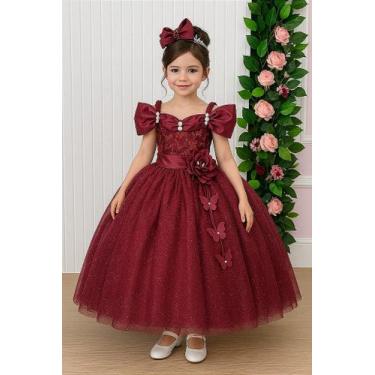 Imagem de Vestido Marie Longo Manga Princesa Marsala para Crianças, 4