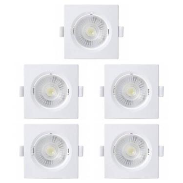 Imagem de Kit 5 Spot Embutir Taschibra Alltop Quadrado Led 5W 3000K
