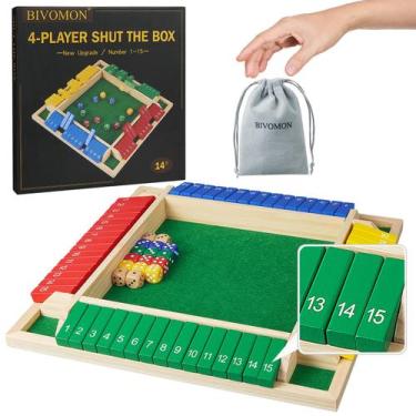 Imagem de Jogo de dados Shut The Box BIVOMON Atualize madeira para 1-4 jogadores