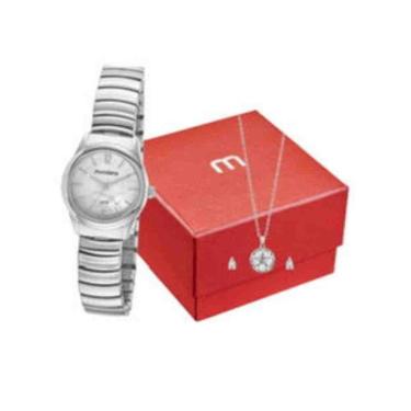 Imagem de Kit Relógio + Semijoia Mondaine Preto Feminino 32793L0MKNH2K4-Feminino