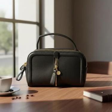 Imagem de Bolsa feminina baú pequena Pavão de Ouro-Feminino