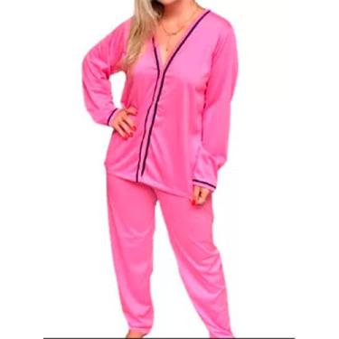 Imagem de Pijama Blogueira Vekyo Longo Aberto Botões Joyce, Rosa, M, Feminino