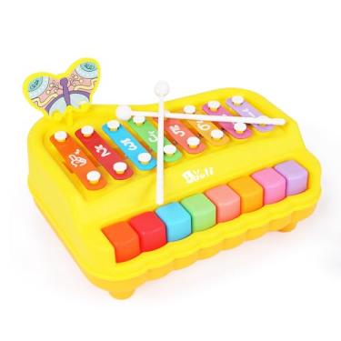 Imagem de Xilofone Infantil Amarelo 1905 – Brinquedo Musical Educativo para Crianças 1Ano – Estimula o Desenvolvimento Auditivo e a Coordenação Motora Fina com Diversão Sonora