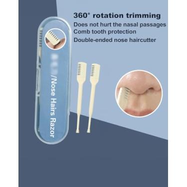 Imagem de Pacote com 2 Aparadores de pelos de nariz de cabeça dupla, manual para homens e mulheres, artefato de limpeza de pelos do nariz, portátil, ferramenta de aparador de pelos do nariz BLC528-01