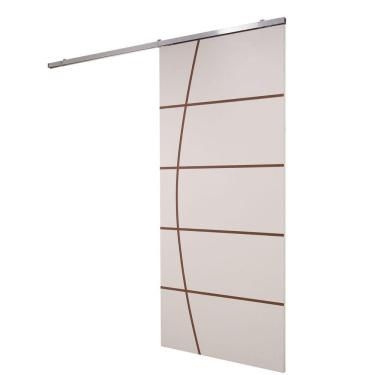 Imagem de Porta De Correr Branco Prime Frisada Kit Alumínio F01 - 210x70
