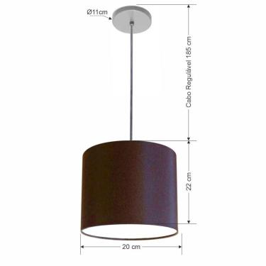 Imagem de Lustre Luminária Pendente Vivare Free Lux Pe-4105cz Cúpula Em Tecido 20x22cm Café Canopla Cinza E Fio Cristal