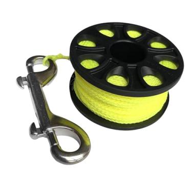 Imagem de Dynwave Equipamento de mergulho de 3 polegadas Ree Acessórios leves profissionais com gancho de aço inoxidável 30M Linha de nylon fluorescente, Amarelo Fluorescente