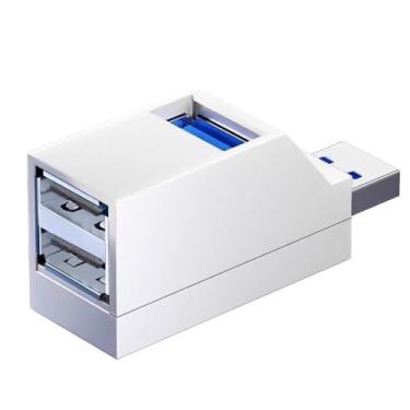 Imagem de Hub USB 3.0 3 em 1, hub USB em forma de apito com 3 portas, design de corda suspensa, portátil leve, transferência de dados de alta velocidade para laptop e muito mais (branco