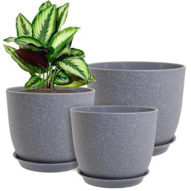 Imagem de Vasos para plantas WOUSIWER Conjunto de 3 plásticos decorativos modern