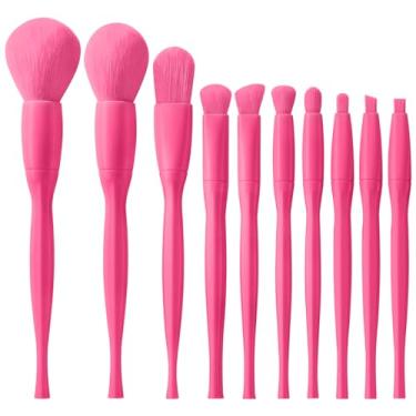 Imagem de 10 conjuntos de pincéis de maquiagem macios ao toque, pincéis de maquiagem em pó, pincel de blush, pincel de sombra para maquiagem diária no rosto