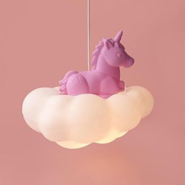 Imagem de Luminária Pendente Infantil Nuvem Unicórnio Bivolt Decoração Quarto
