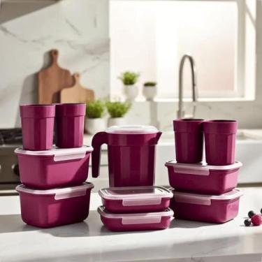 Imagem de Kit Potes Cozinha com Trava Jarra e Copo Reutilizáveis Plástico Livre 