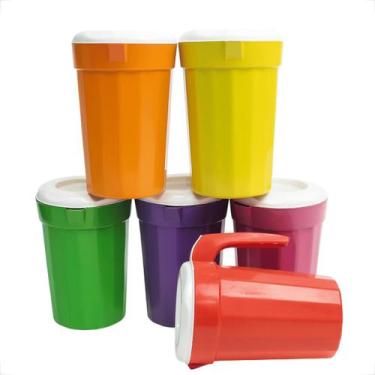 Imagem de Kit 10 Jarras Plásticas 2L Com Tampa Branca Para Água e Suco - GP Plás