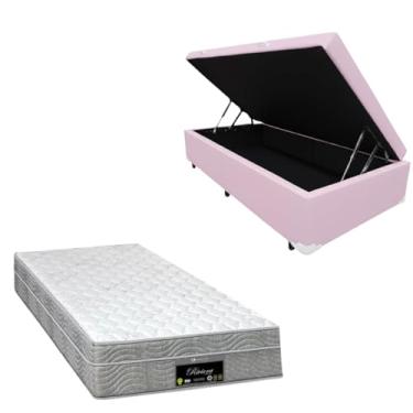Imagem de Cama Box Baú Blindada com Colchão RivIera Molas Ensacadas 25cm de altura (CORINO ROSA, Solteiro)