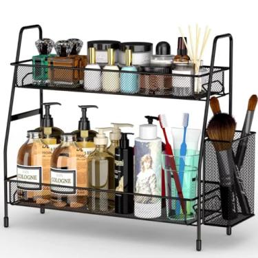 Imagem de Organizador Aramado Multiuso, 2 Andares, Design Moderno, Preto, para Cozinha e Casa