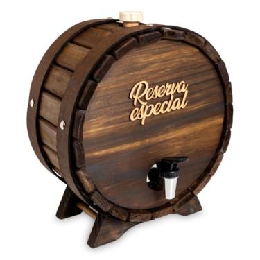 Imagem de Pingômetro Barrica 1 Litro Madeira Artesanal Barril de Cachaça Artesanal suqueira com torneira