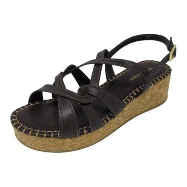 Imagem de Sandália Anabela Plataforma Média Cortiça Couro Leve Bottero