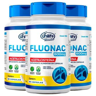 Imagem de Kit 3 Fluonac Acetilcisteína Unilife 30 Cápsulas