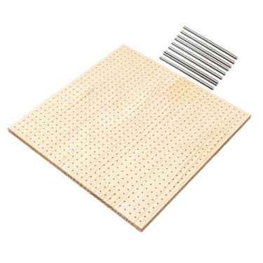Imagem de Lilihuimaoyi Painel de Madeira Perfurado para Bloquear Peças de Crochê. Painel Versátil com 9 Pinos de aço para Tricô. Ideal para Mães Que Se Dedicam Ao Crochê, Pinos de 40x40cm E