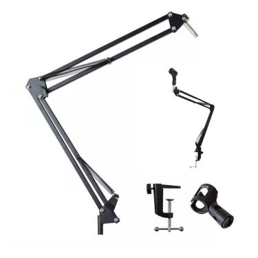 Imagem de Suporte Pedestal De Microfone Mesa Podcast Transmissao Gravaçao Articulavel Multiuso Resistente Versatil