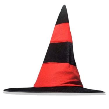 Imagem de Chapéu de bruxa listrado vermelho e preto para fantasia de Halloween p