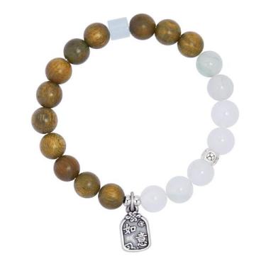 Imagem de Pulseira de sândalo verde com miçangas de jade de Tianshans para mulhe