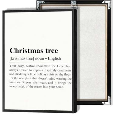 Imagem de Pôsteres de definição de árvore de Natal, impressões modernas, minimalistas, arte de parede em tela preta e branca para quarto de aula ou decoração de parede de casa 30 x 40 cm sem moldura