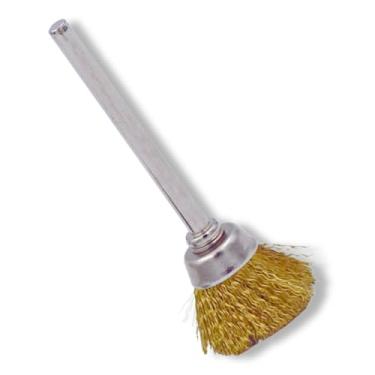 Imagem de Mini Escova de Aço Latão Copo com Haste, para Micro Retífica e Furadeira, Acabamento em Metal, Remoção de Ferrugem e Limpeza de Superfícies