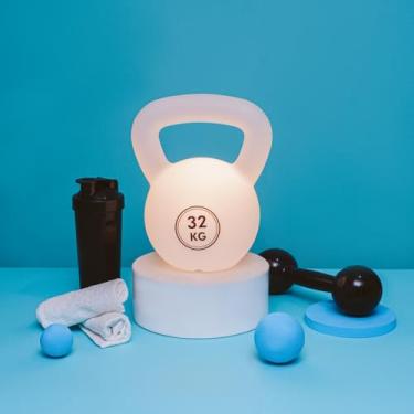 Imagem de Dente Brilhante Luminária Decorativa em Formato de Kettlebell, Branco, 32kg, Plástico, LED, Toque Sensível, Uso Interior, 25x15x12cm, Tema Dental