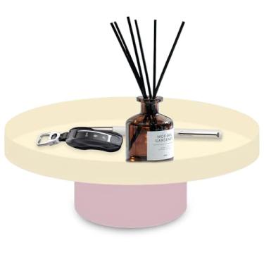 Imagem de Bandeja de pedestal decorativa redonda de 25 cm – Bandeja de mesa de centro elevada moderna para perfume, velas ou joias – Organizador de bancada para penteadeira, banheiro ou sala de estar (branco