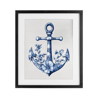 Imagem de Stupell Industries Toile Impressão emoldurada preta âncora estampada sob vidro, design por Lettered and Lined, 16 x 13