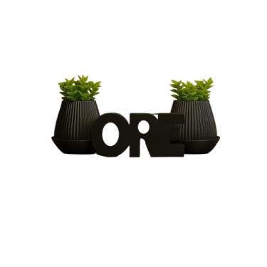 Imagem de Vaso decorativo com a palavra Ore e confiança super forte, tijolos decorativos grandes(Preto/Preto)