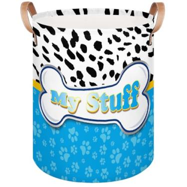 Imagem de Cesto de roupa suja grande – Osso de cachorro dálmata azul 62L cesto de armazenamento dobrável para cobertores, brinquedos infantis, roupas sujas, cesto de bebê alto para banheiro, decoração de quarto