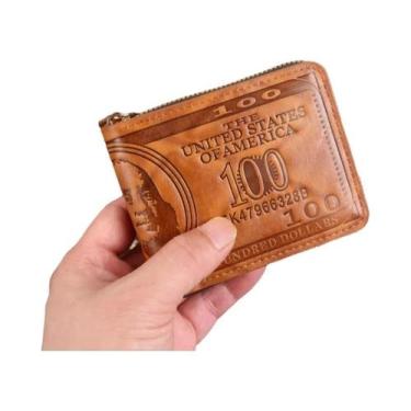 Imagem de Carteira Masculina Com Estampa De 100 Dólares Americanos, Com Zíper, P