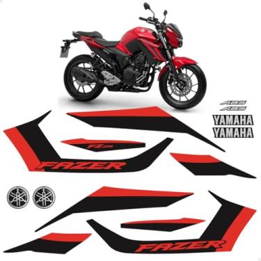 Imagem de SPORTINOX, Kit Adesivos Para Yamaha Fazer 250 FZ25 2025 Moto Vermelha