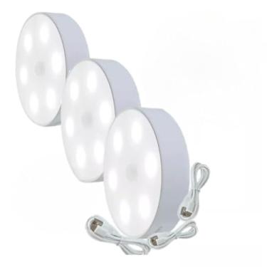 Imagem de Kit 3 Lâmpada de Parede com Sensor de Movimento de 8 LEDs Recarregável por USB para Casa, Apartamento e Escritório