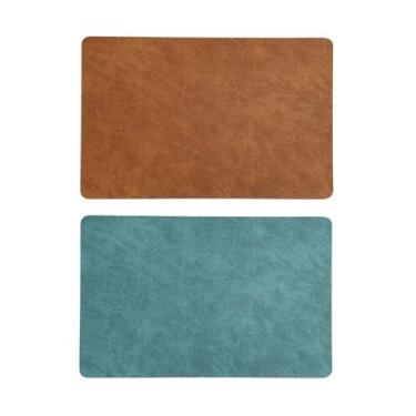 Imagem de Jogo Americano Couro Dupla Face 4 ou 6 Unidades — Mesa Posta Elegante Antiderrapante e Impermeável (CARAMELO,6 PEÇAS)