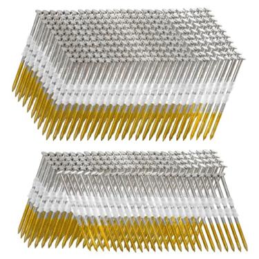 Imagem de SITLDY Pregos de moldura de 21 graus, 500 unidades, haste de anel de 3 1/4 polegadas x 0,332 cm, cabeça redonda completa galvanizada a quente, para pregador elétrico pneumático de 20 a 22 graus