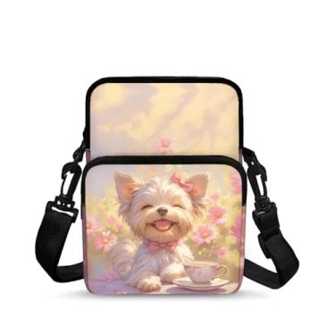 Imagem de CLOHOMIN Bolsa mensageiro pequena para mulheres e homens, bolsa para celular, carteira, bolsas pequenas da moda, pochete bolsa mensageiro, West Highland White Terrier