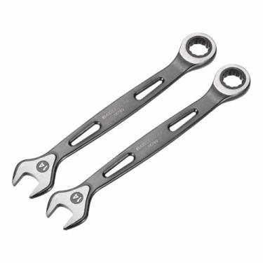 Imagem de HARFINGTON 2 chaves de catraca de 14 mm métrico 12 pontos CR-V eletroforese caixa dupla chave catraca aberta com 72 dentes 5° Swing ferramenta de grau industrial para reparo