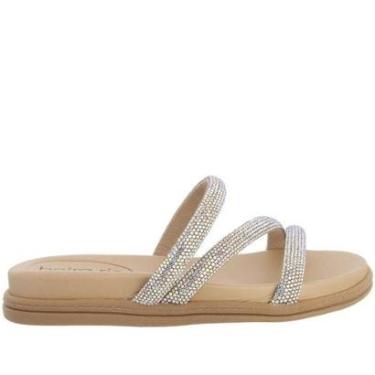 Imagem de Papete Beira Rio Feminina Flat Tiras em Strass-Feminino