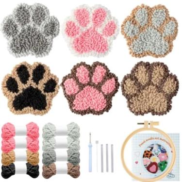 Imagem de Avtytsda Kit de porta-copos de agulha de perfuração, conjunto de bordado DIY com ferramentas, fios, aro, instruções fáceis para iniciantes, crianças, adultos, presente e decoração feitos à mão (pata