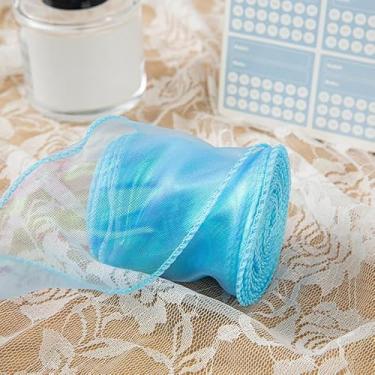 Imagem de Fita de organza com cauda de peixe iridescente de 6 cm de largura para embrulho de presente de casamento, buquê floral, faça você mesmo, laços de cabelo decorativos