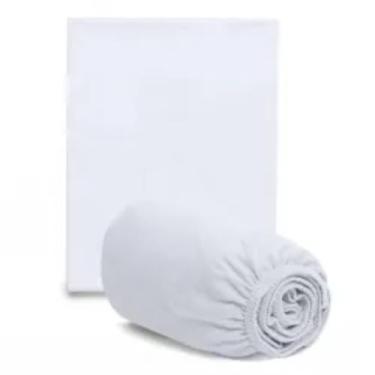 Imagem de Lençol Avulso com Elástico para Berço Padrão Americano Malha 100% Algodão Hipoalergênico Macio e Respirável 160x98x12cm (Branco)