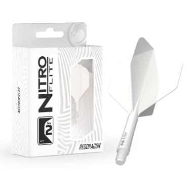 Imagem de RED DRAGON Dardos – Sistema integrado de voo e eixo Nitro Flite – Forma e design nº 2 – Cor branca e branca, comprimento curto