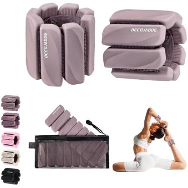 Imagem de BECOJADDE Conjunto de 2 pulseiras com pesos de pulso ajustáveis de 500 g para academia em casa, academia, pesos de perna e braço para caminhada, natação, corrida, pilates, ioga, academia, rosa
